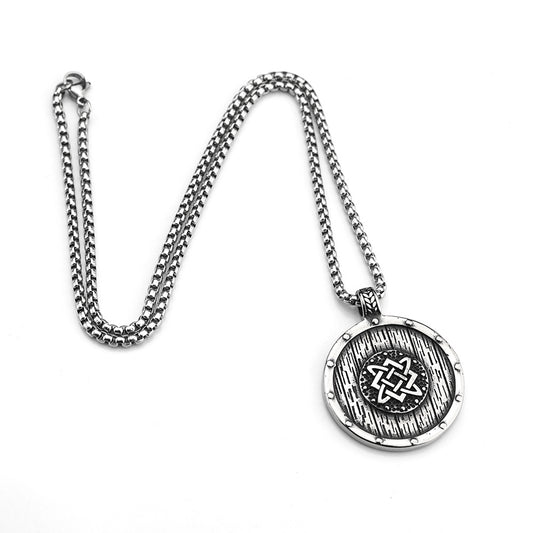Nordic Viking Pendant Personality Shield Rune Necklace for Men
