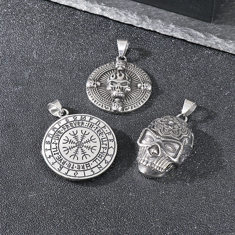 Planderful Day Of Dead Rose Skull Necklace Men Pirate King