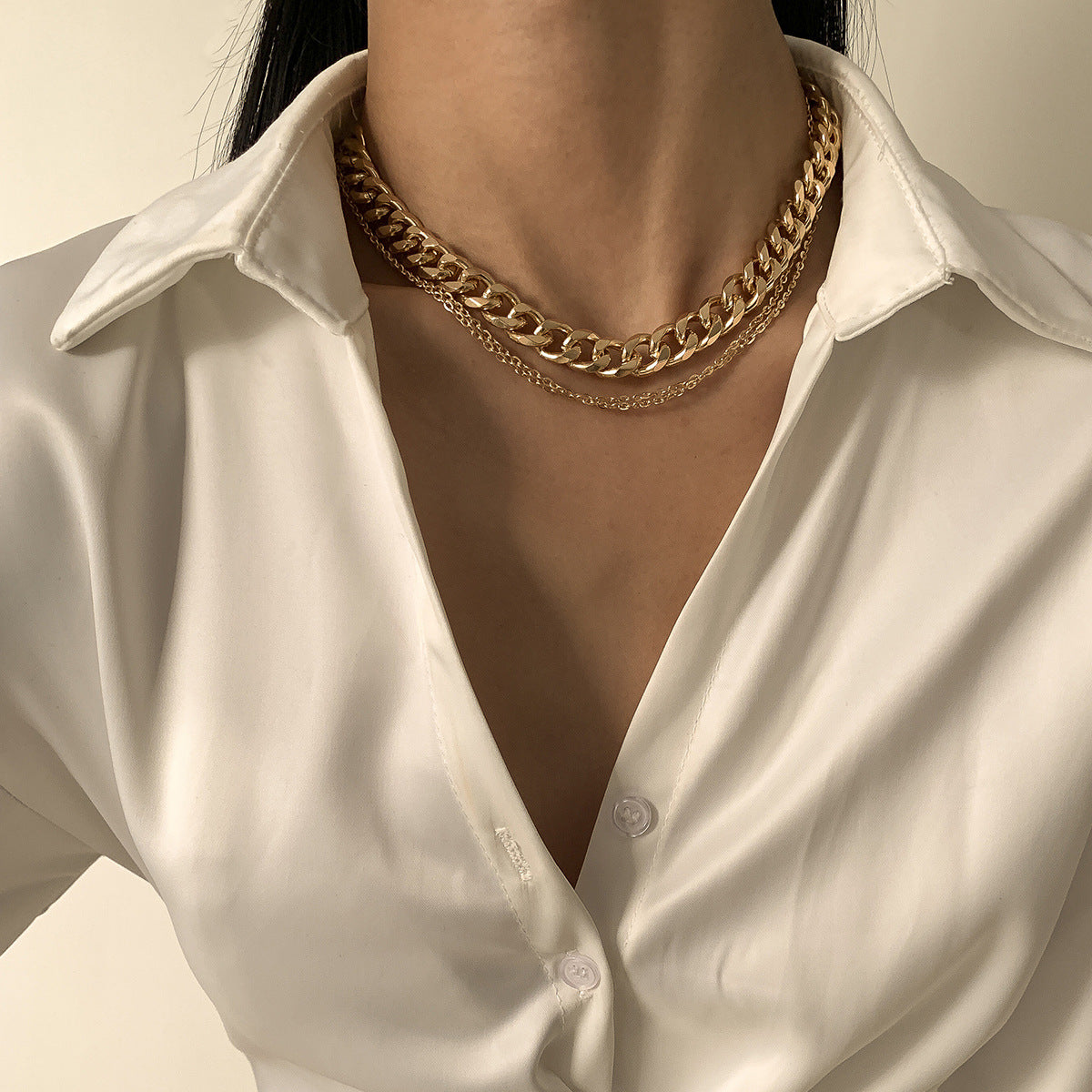 Punk Mixed-Chain Fringe Necklace Collection