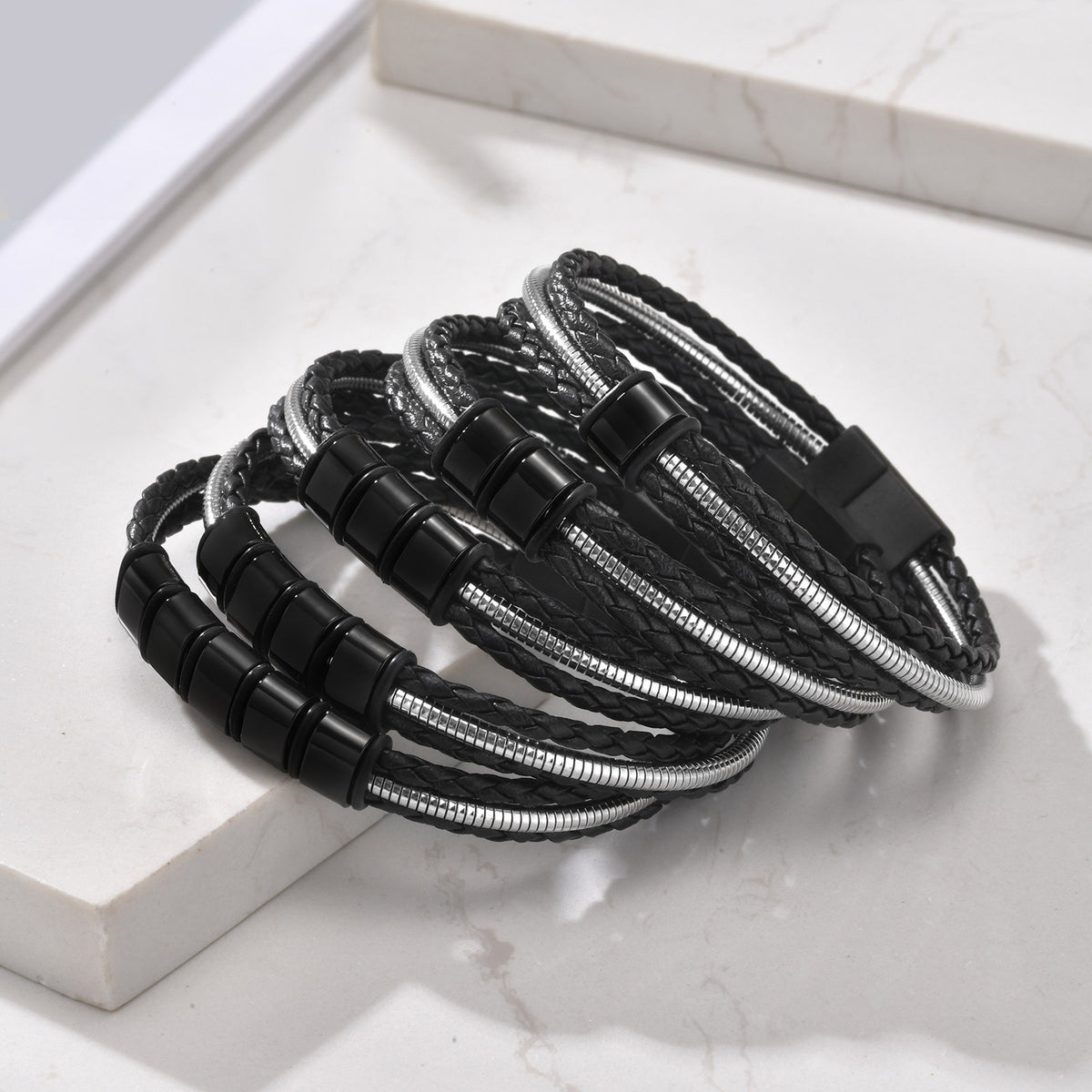 Vintage Black Stainless Steel Bracelet for Men