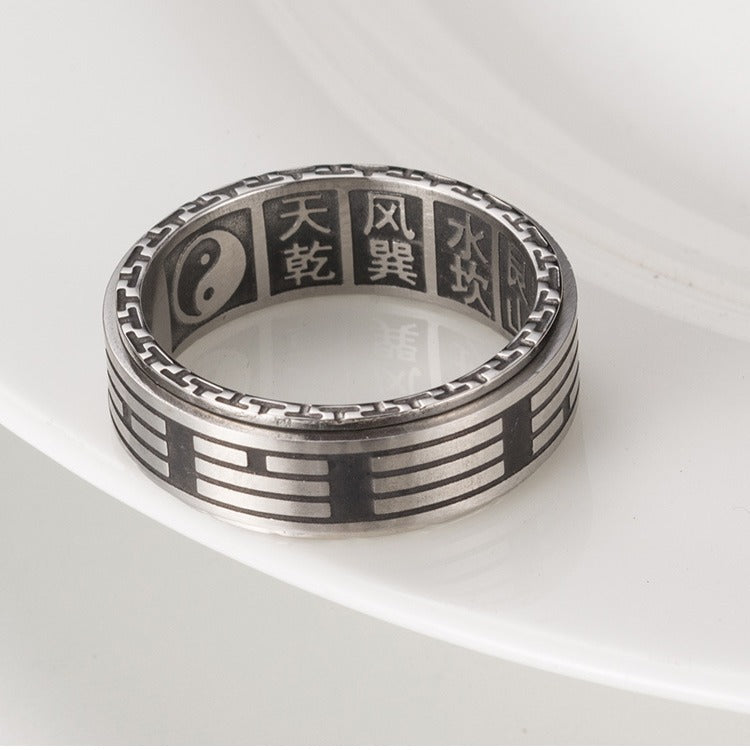 Planderful Taiji Rotating Ring for Anxiety Relief Meditation Everyday Genie Retro Stainless Steel