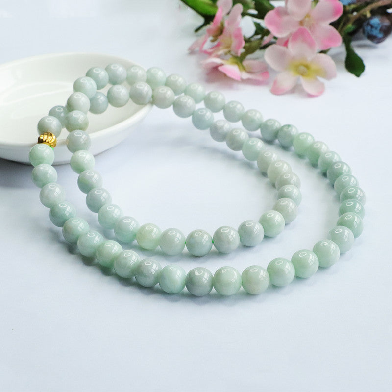 Natural Jade Necklace A Grade Light Colour Bead String