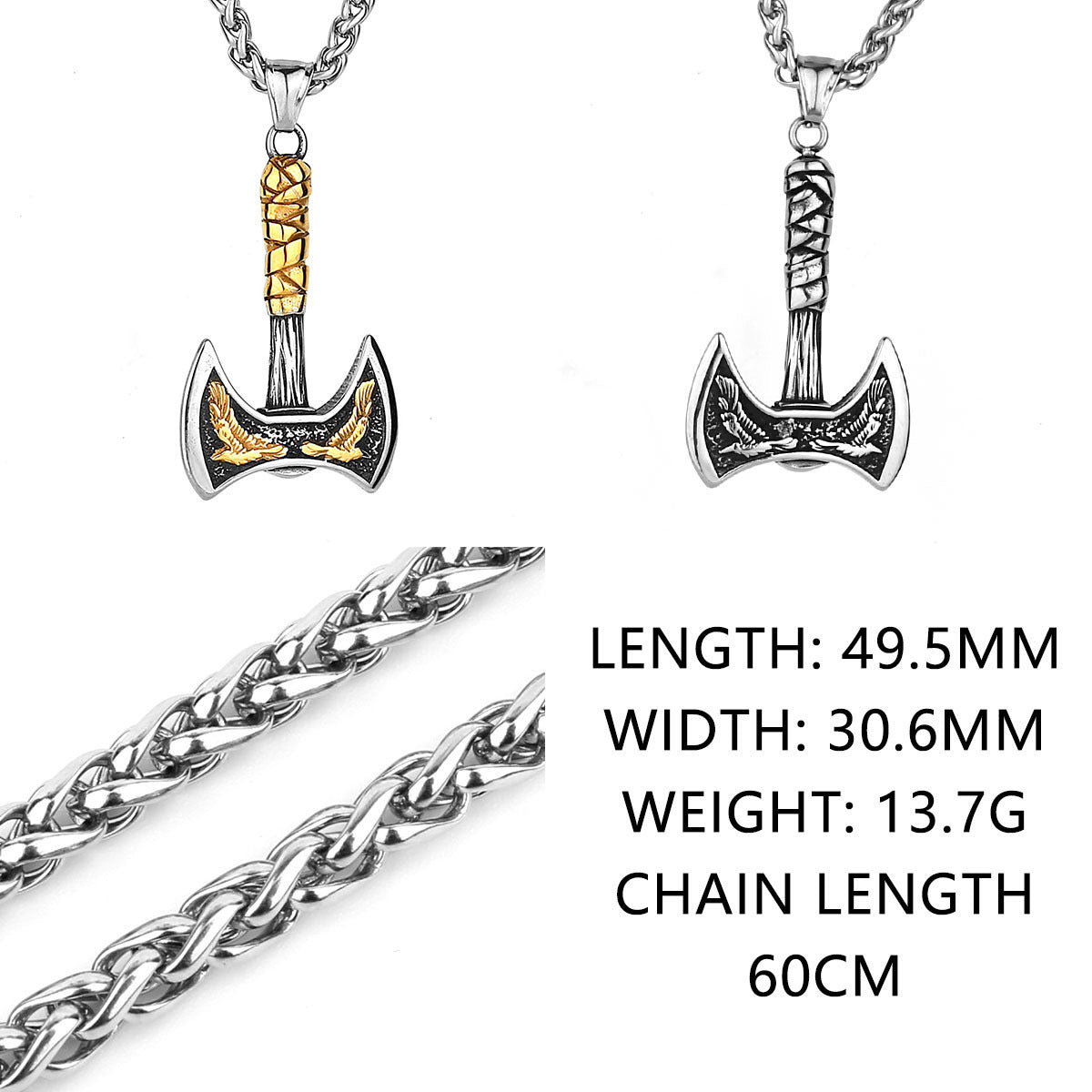 Viking DoubleHeaded Axe Pendant Premium Titanium Steel Necklace By Planderful Everyday Genie For Men