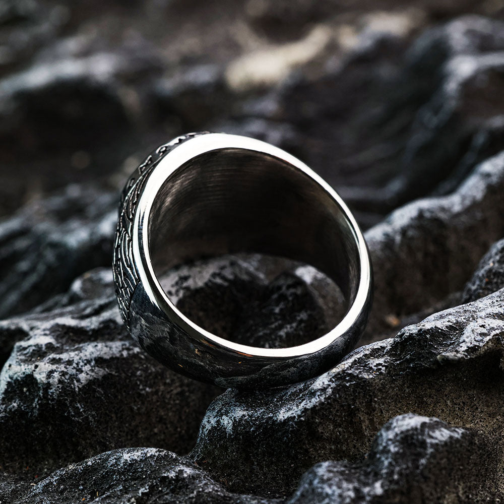 Planderful Viking Ring for Men Stainless Steel Compass Rune Punk Style Bold Durability
