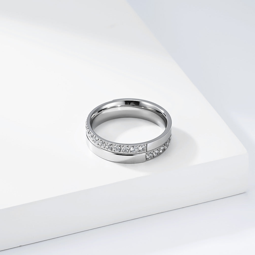 Planderful Unisex Titanium Zircon Ring For Everyday Wear Light Luxury Tarnish Resistant