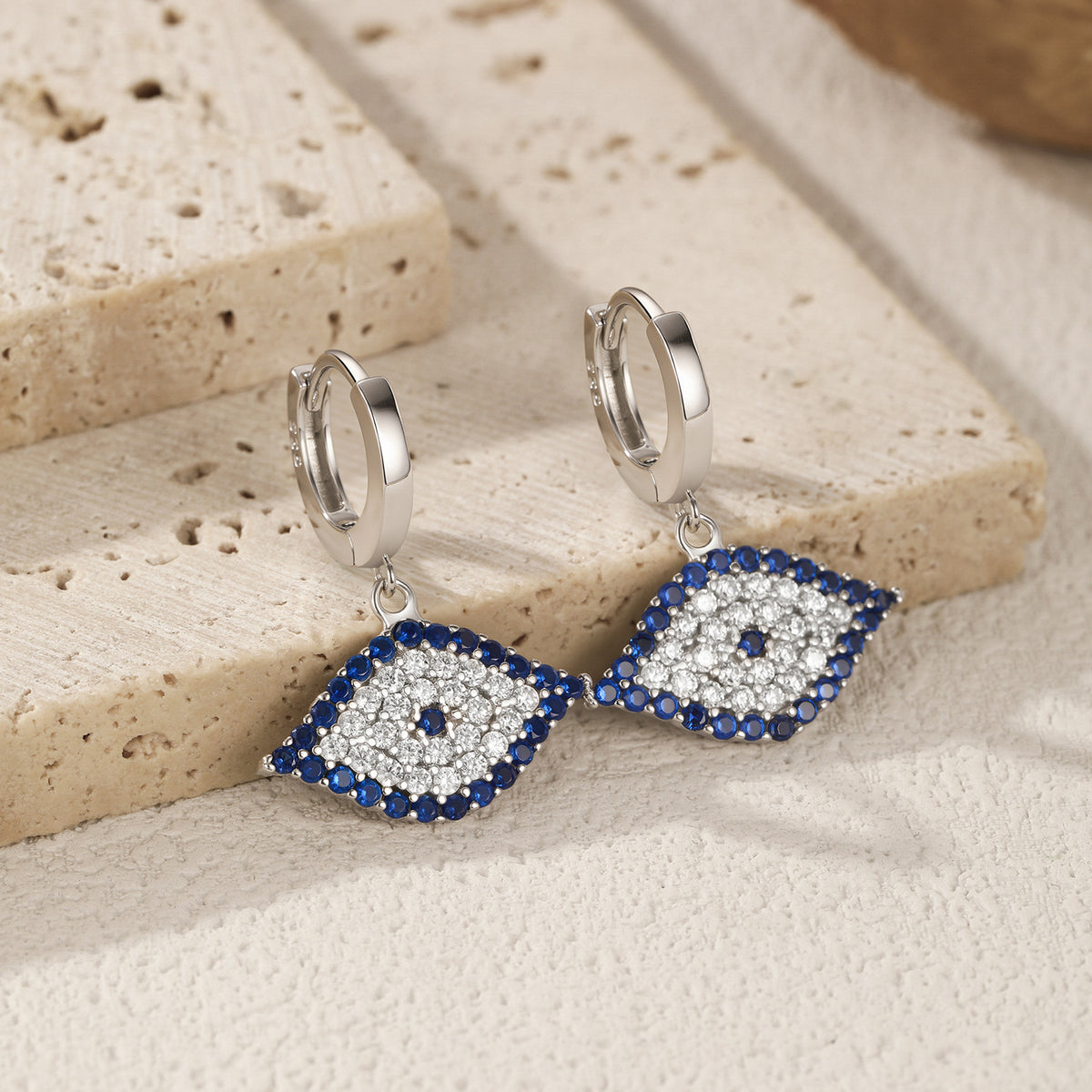 925 Sterling Silver Blue Eye Earrings