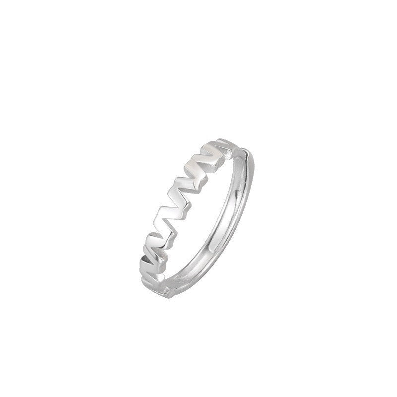 S925 Sterling Silver Irregular Open Ring — Adjustable