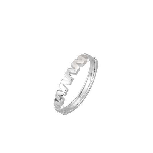 S925 Sterling Silver Irregular Open Ring — Adjustable