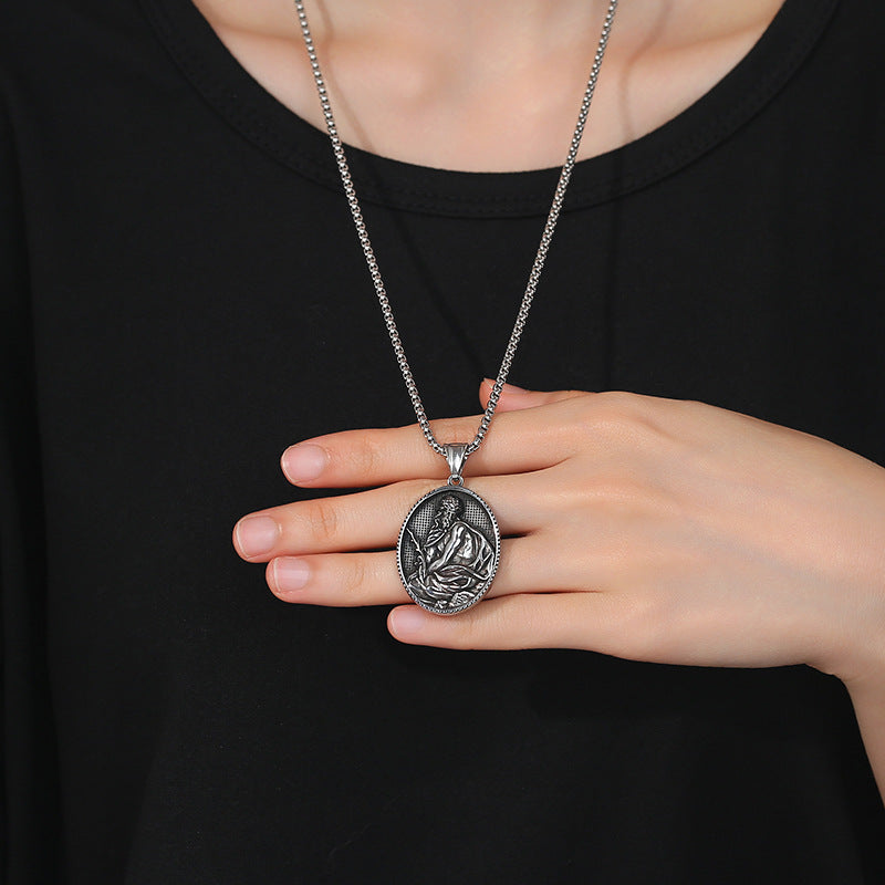 Vintage Stainless Steel Pendant Necklace