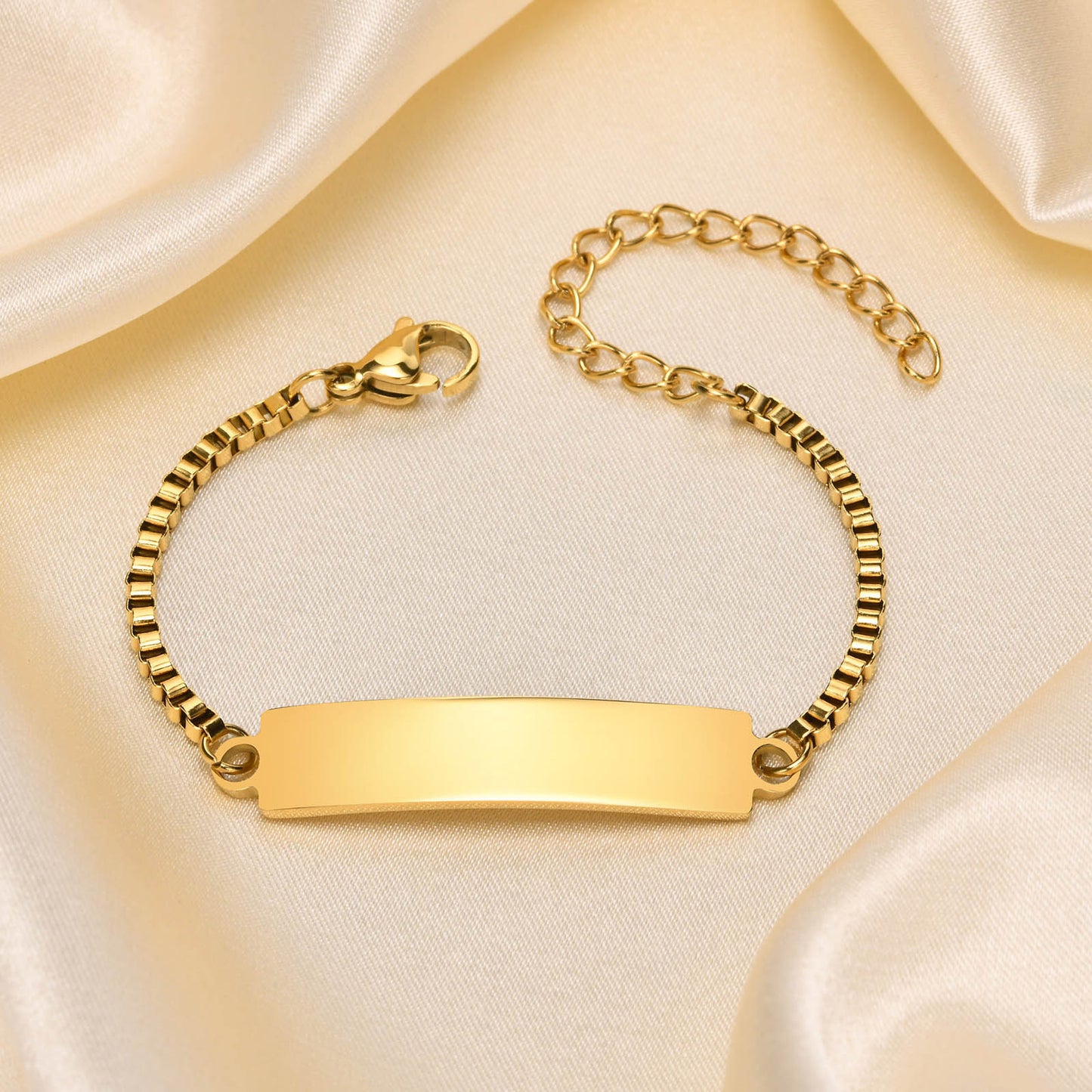 Personalized Simple Stainless Steel Curved Box Chain Bracelet