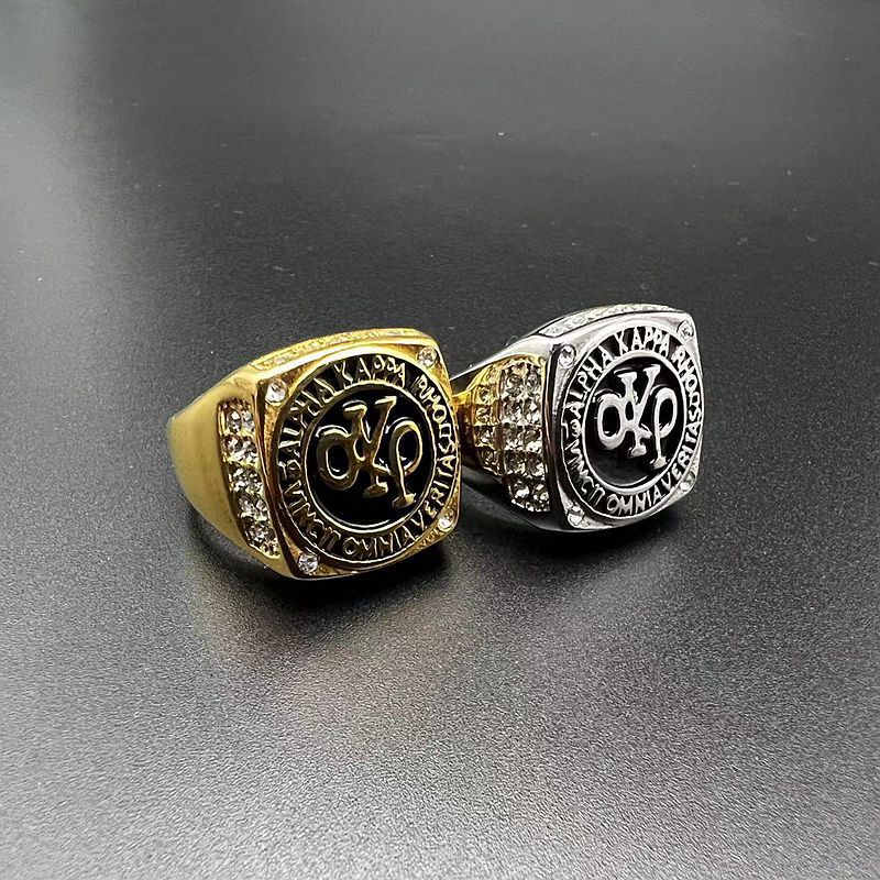 Mens Ring Stainless Steel Gold Plated Rhinestone AKP Planderful Everyday Genie Size 7 to 13