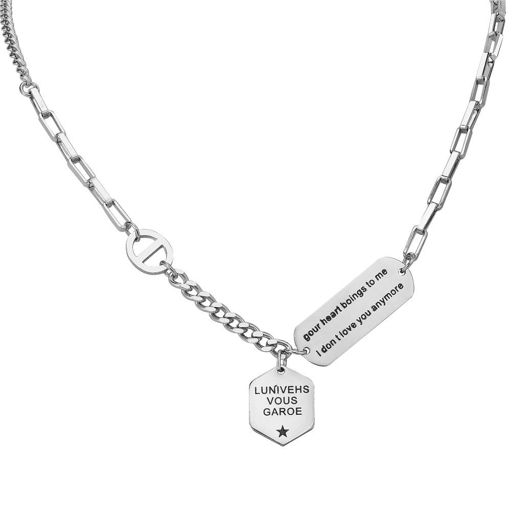 Planderful Personalized Titanium Steel Necklace Unisex Short Clavicle Chain European American Style