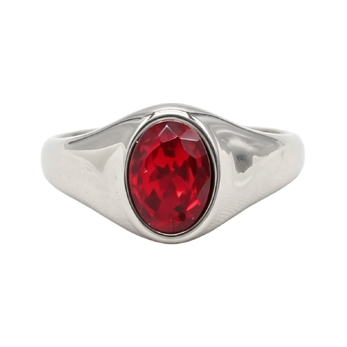 Multi-Color Gemstone Titanium Steel Ring