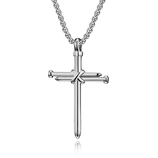 Stylish Titanium Steel Cross Pendant Necklace for Men