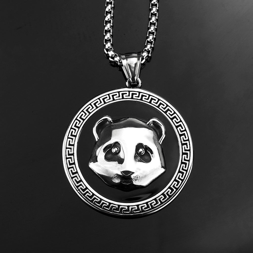 Titanium Steel Panda Pendant Necklace For Men By Planderful Durable Fashion Jewelry With Panda Pattern