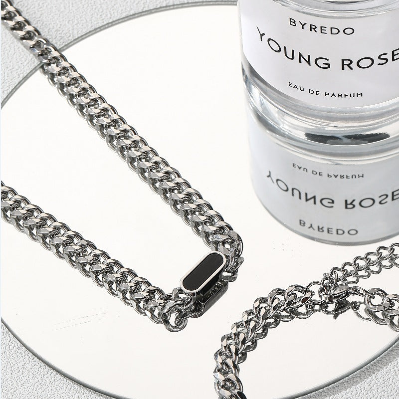 Planderful Jewelry European Multi Color Shell Cuban Chain Necklace For Men And Women