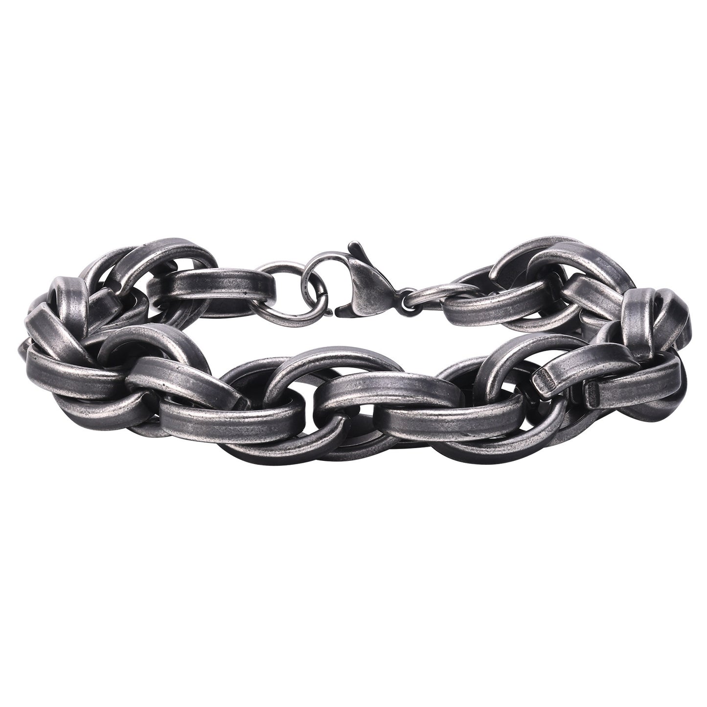Stainless Steel Twist Twist Thick Bracelet Vintage Grey Men's Jewelry
