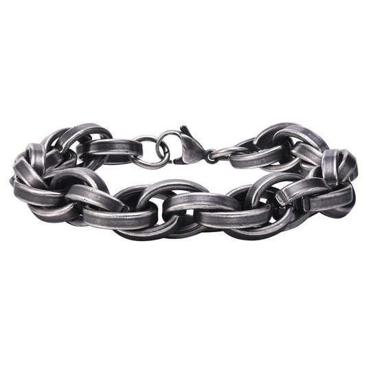 Stainless Steel Twist Twist Thick Bracelet Vintage Grey Men's Jewelry