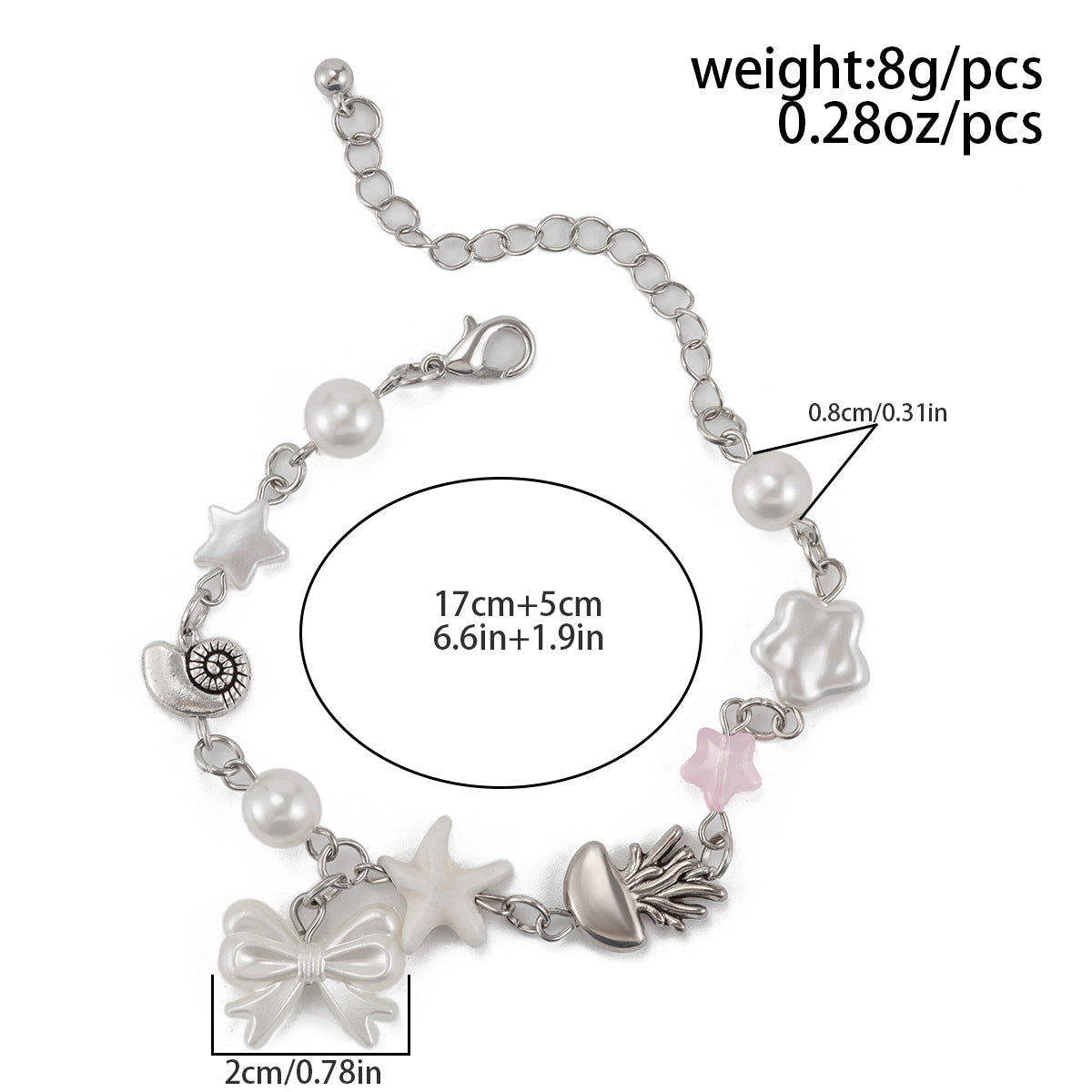 Planderful Pearl Bow Bracelet Imitation Pearls Fringed Statement Jewelry Lolita Style
