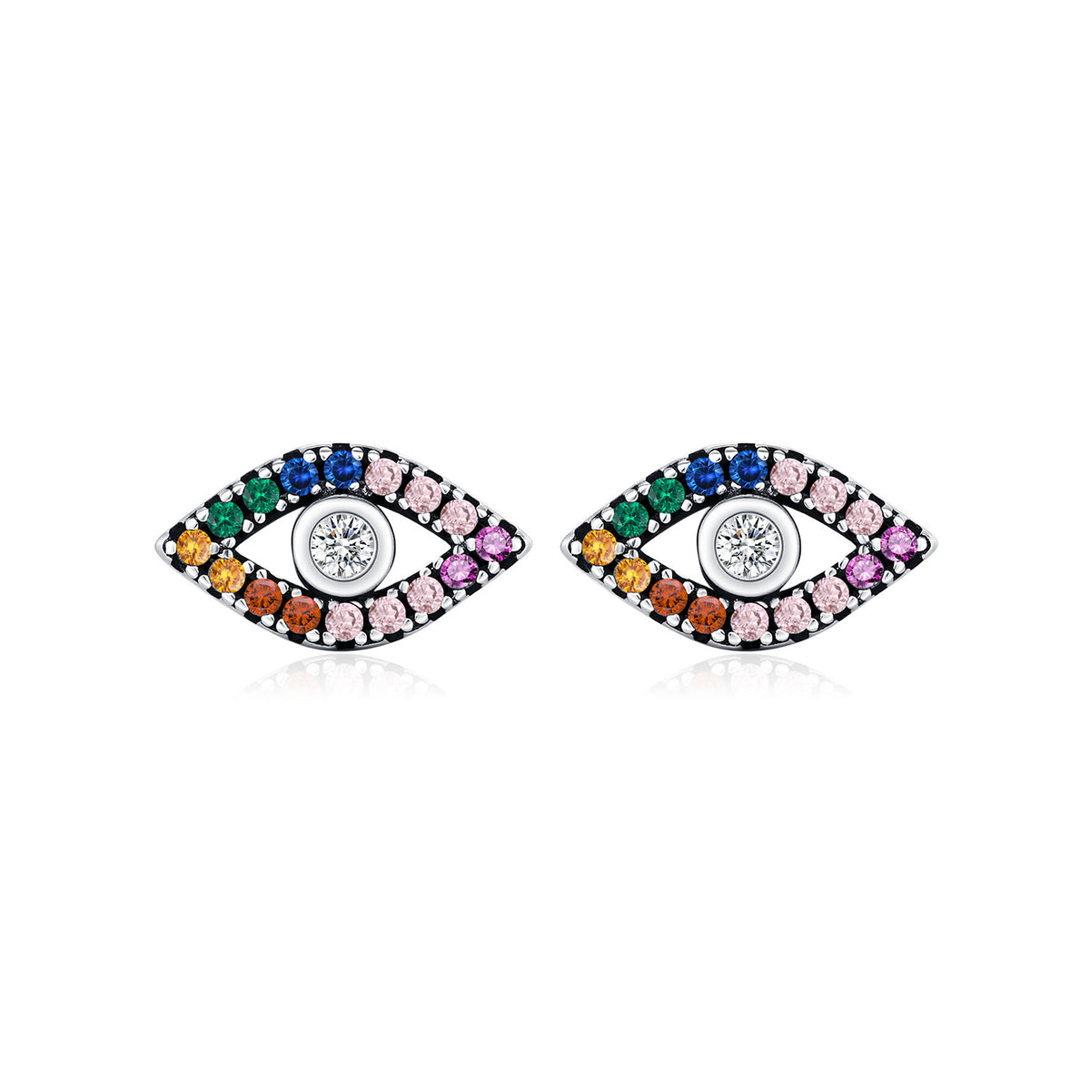 925 Sterling Silver Multicolor Stud Earrings