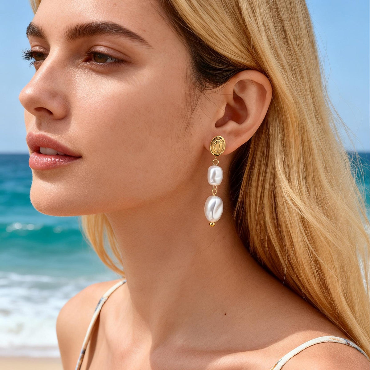 Stainless Steel Pearl Earrings