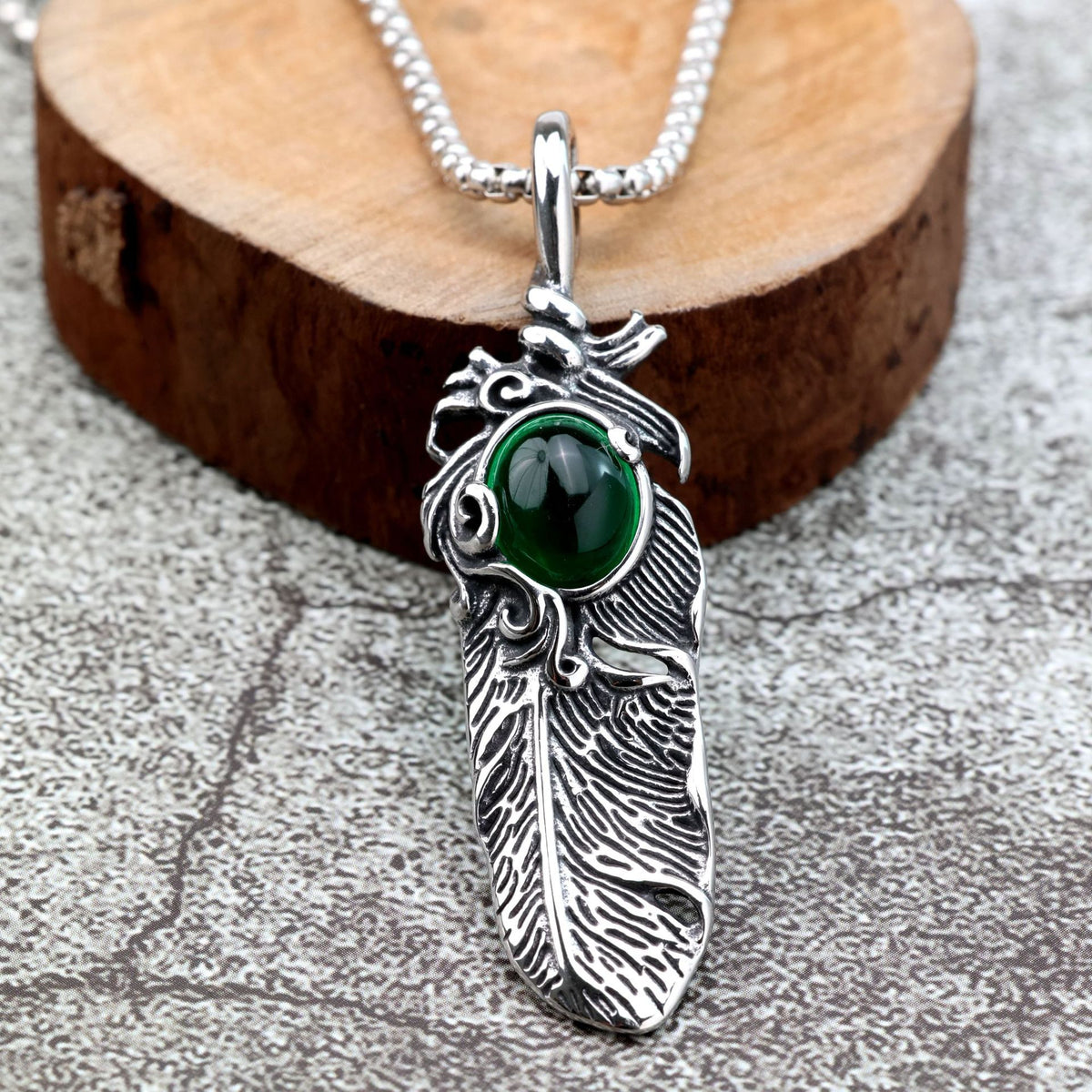 Feather Japanese Stainless Steel Men's Pendant Necklace