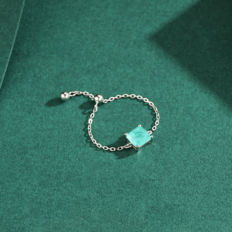 Sterling Silver Tourmaline Open Ring for Women