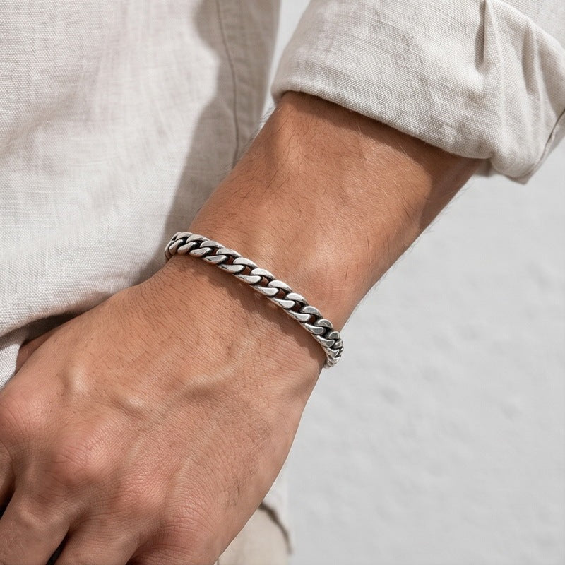 Punk Twist Twist Rope Open Bracelet Antique Stainless Steel Men's Thorn C-Shaped Bracelet