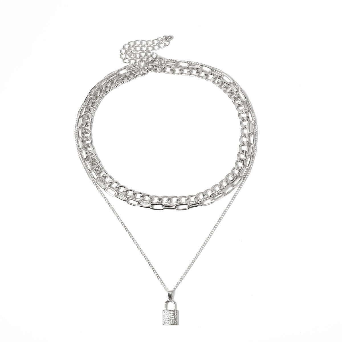 Layered Lock Pendant Necklace with a Retro Punk Twist