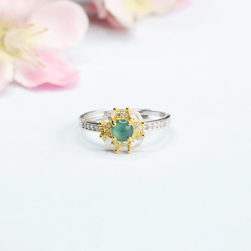 Icy Blue Jadeite 925 Silver Ring