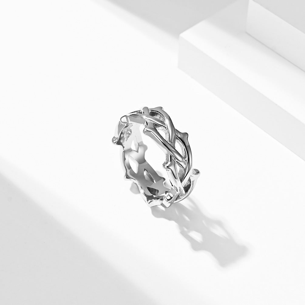 Planderful Titanium Steel Thorn Vine Ring For Women Everyday Genie Collection Elegant Hand Jewelry