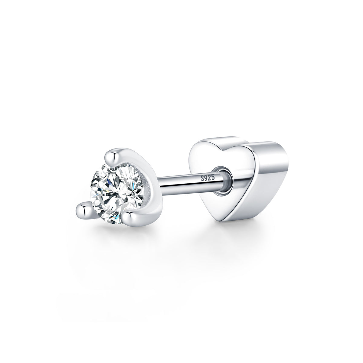 925 Sterling Silver Petite Moissanite Screw-Back Stud