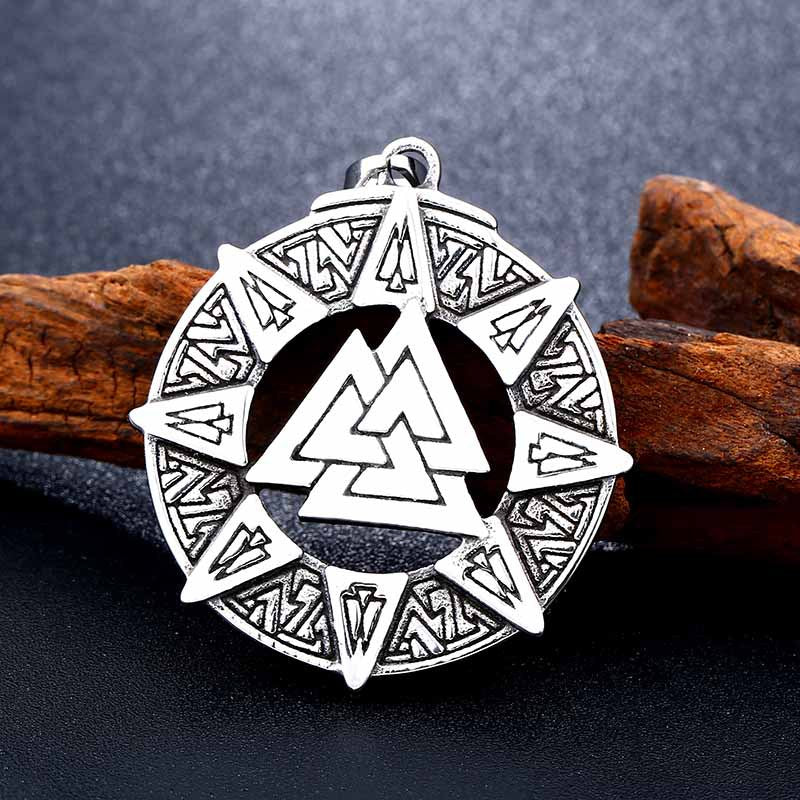 Mythical Odin Rune Pendant - Stainless Steel Viking Jewelry for Men