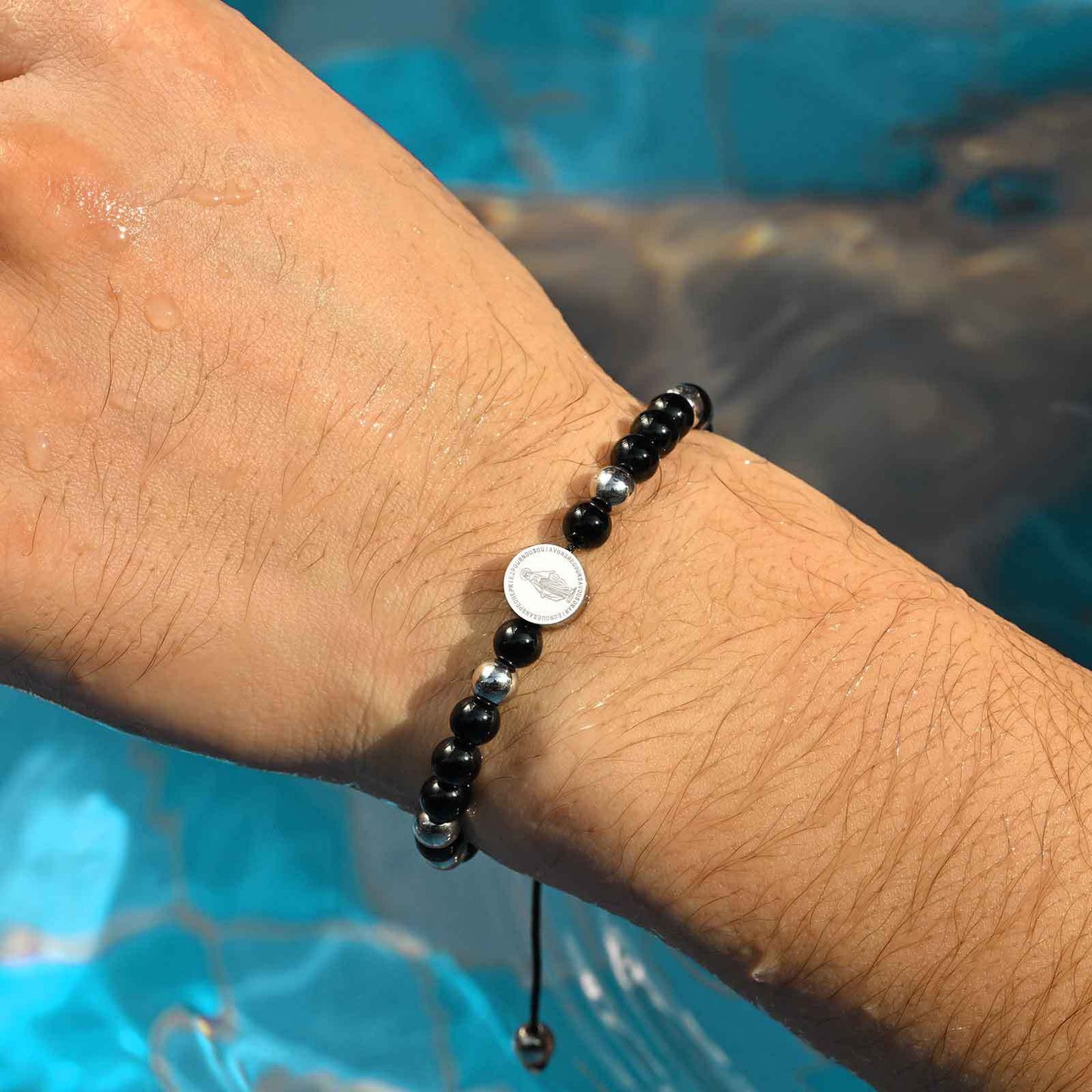 Planderful Saint Benedict Bracelet Natural Stone Beaded Men