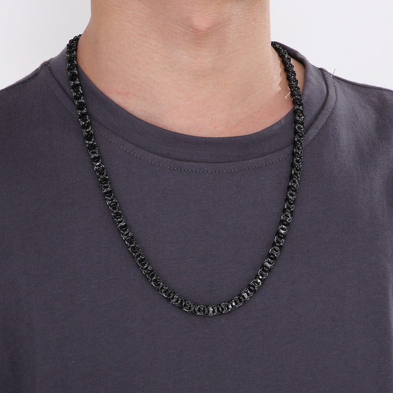 Street Men's Titanium Steel Encrypted Creative Woven Chain, Wind Stainless Steel Buckle Necklace