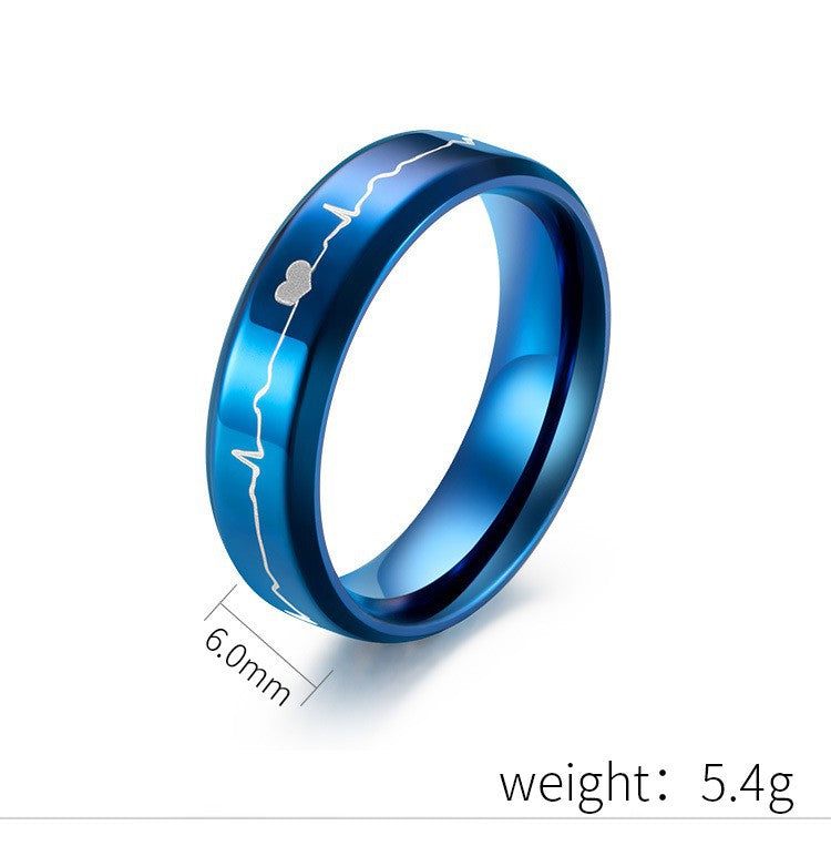 Stainless Steel Electrocardiogram Ring – Couple – Lover's Heartbeat