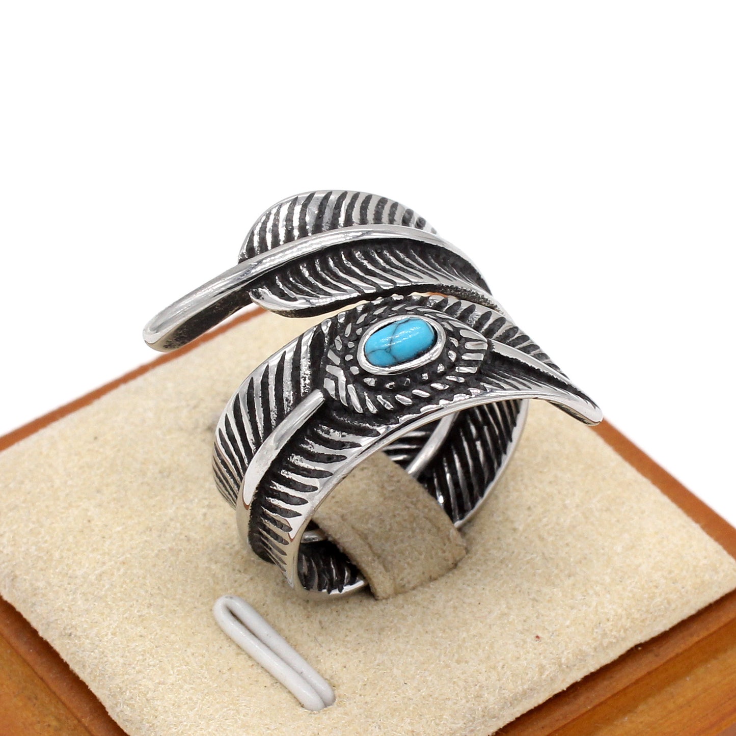 Planderful Jewelry Turquoise Mens Ring Stainless Steel
