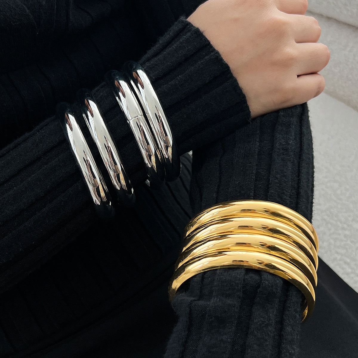 Bracelet Bracelet Retro Glossy Bracelet Set Exaggerated Snake Skin Threaded