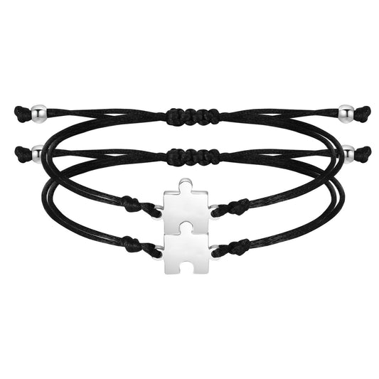 Couple Bracelet Design Sense Stainless Steel Puzzle Friendship Adjustable Hand Rope