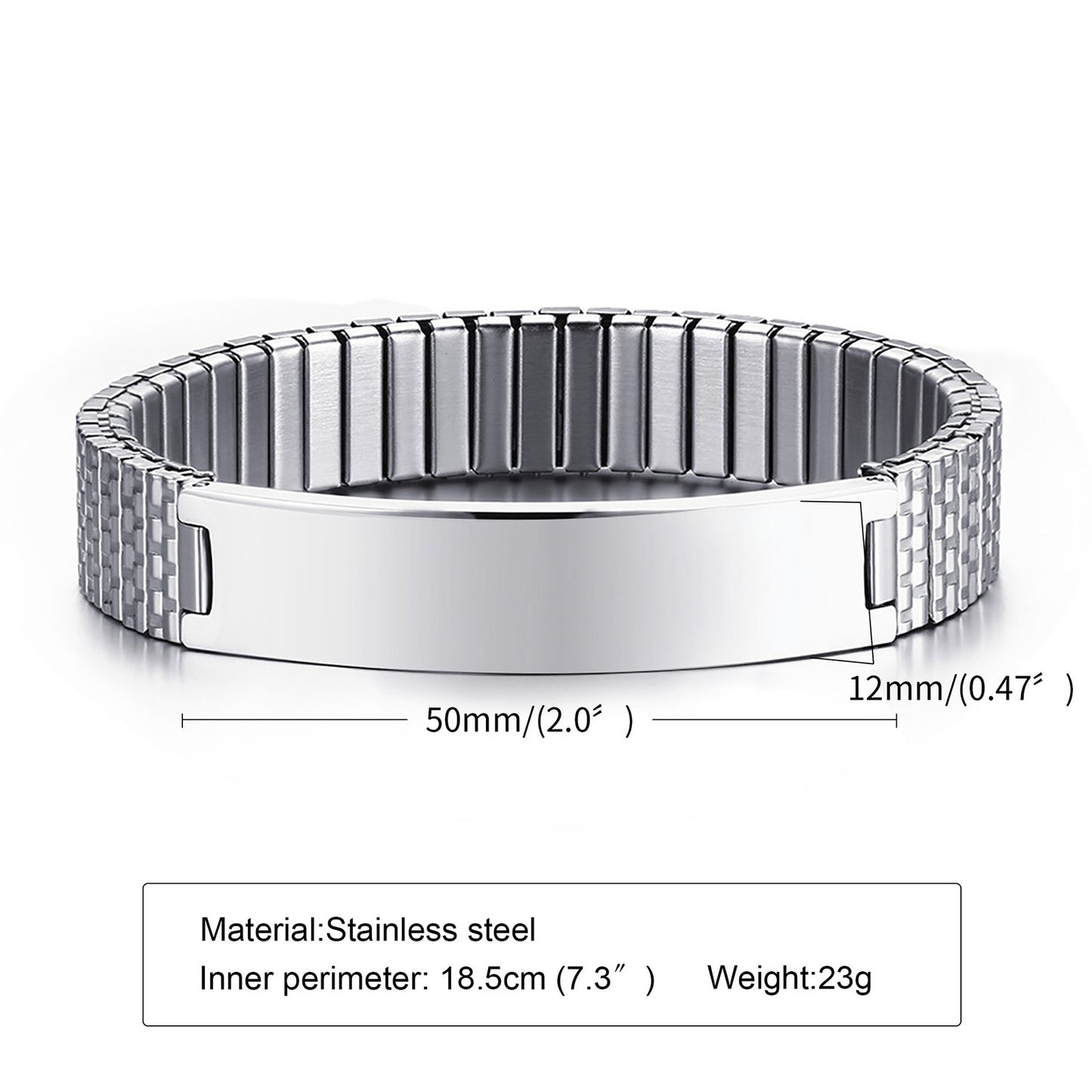Cross-Border Bracelet Wholesale 12mm Stainless Steel Elastic Medical Logo Bracelet for Men