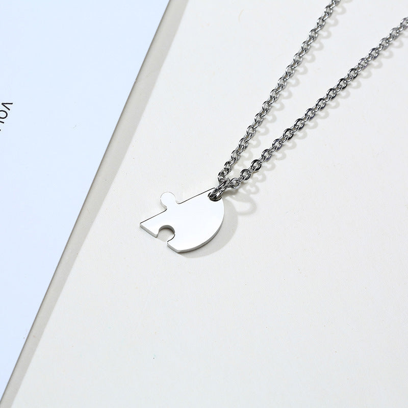European and American Graduation Friendship Necklace Women's Stainless Steel Love Puzzle Pendant