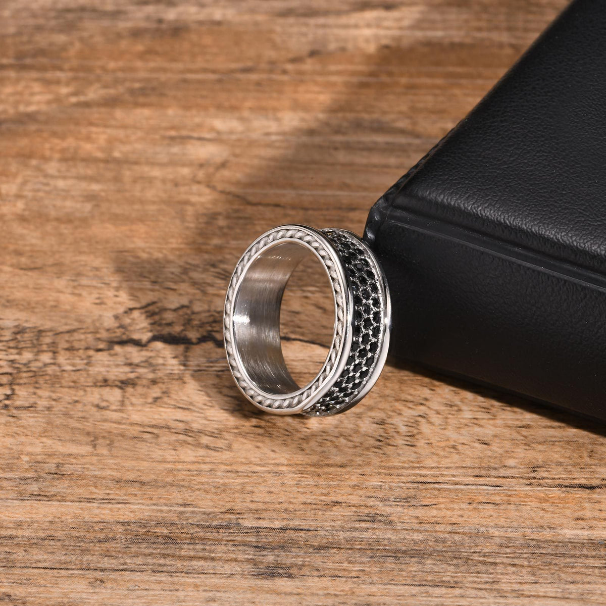 Stainless Steel Hip Hop Zircon Tiger's Eye Ring and Bracelet Men's Turquoise Wear