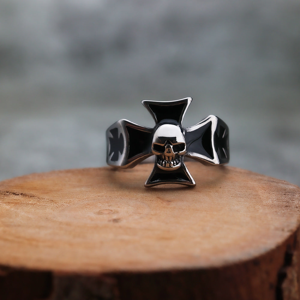 AliExpress Amazon Stainless Steel Skull Cross Men's Ring