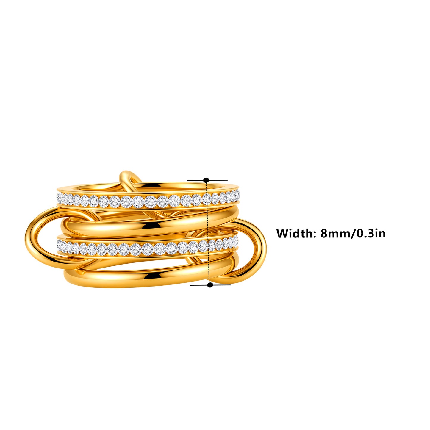 Planderful Two Tone Stainless Steel Zircon Ring Stack Unisex Personalized Jewelry Everyday Genie Protection Statement