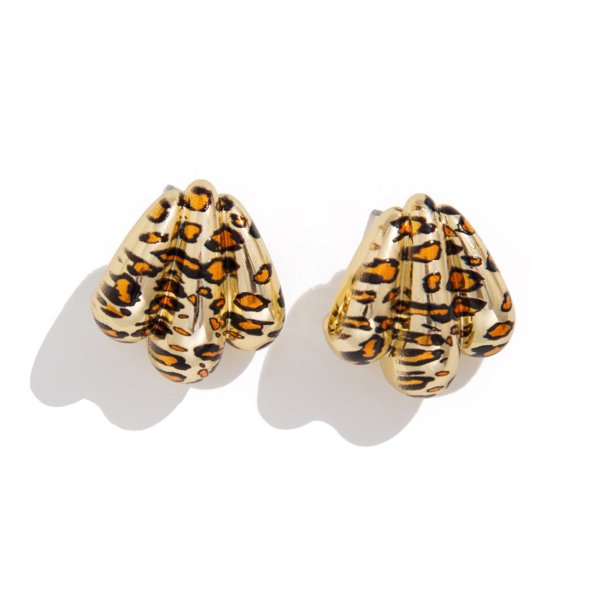 Planderful Resin Geometric Earrings C Shaped With Leopard Print Water Drop For Women Bold Chic Statement
