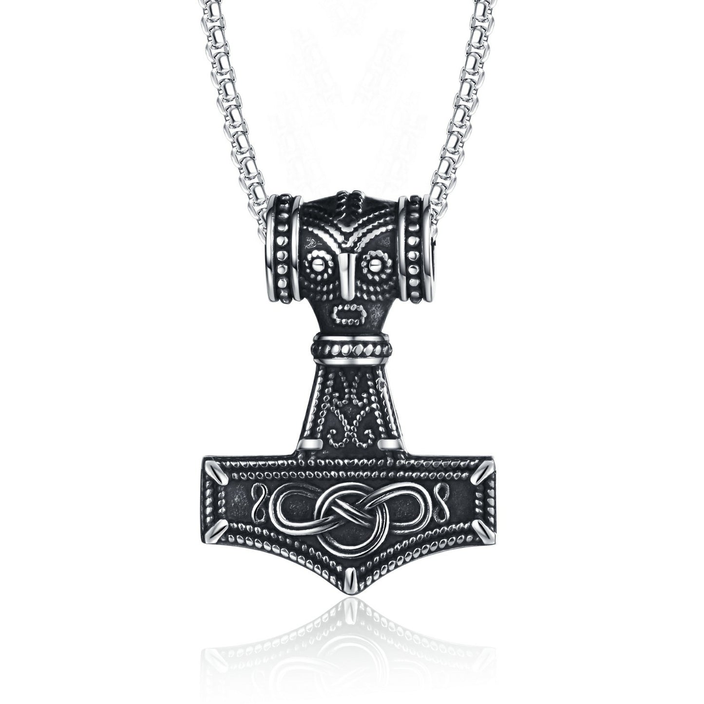 Steel Necklace - Vintage Nordic Thor's Hammer Pendant For Men Everyday Viking Style Accessory