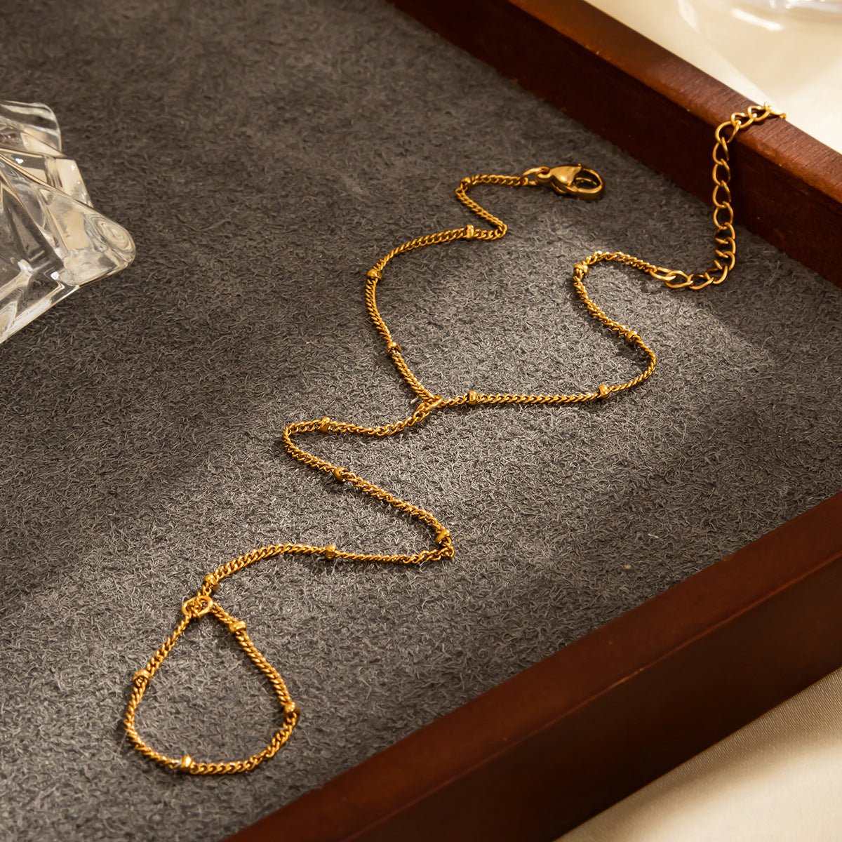 Planderful Vienna Verve Stainless Steel Snake Chain Bracelet With Zircon Beads For Women Elegant Statement
