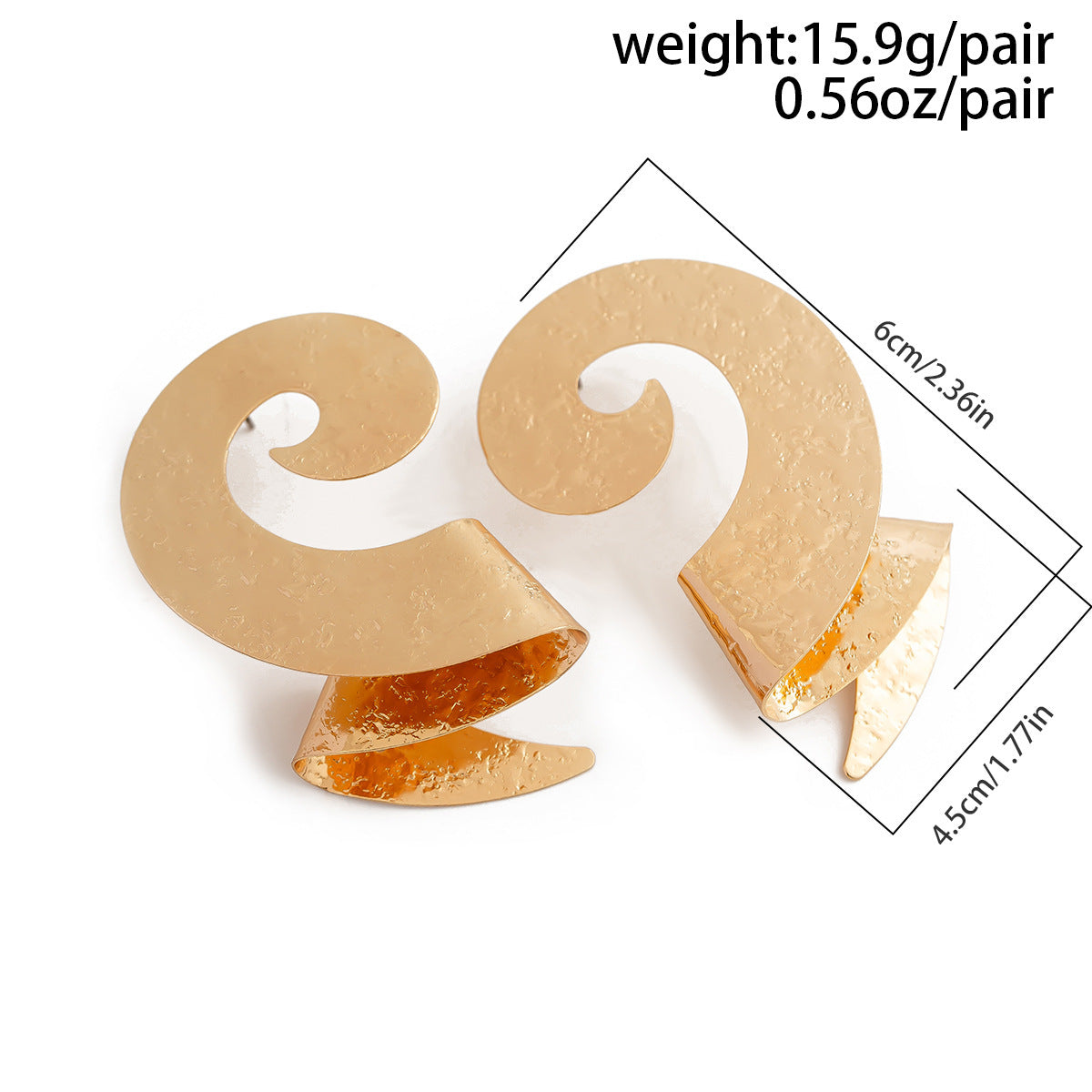 Planderful Geometric Stud Earrings Women Hollow Metal Texture Twist Glossy Statement Jewelry
