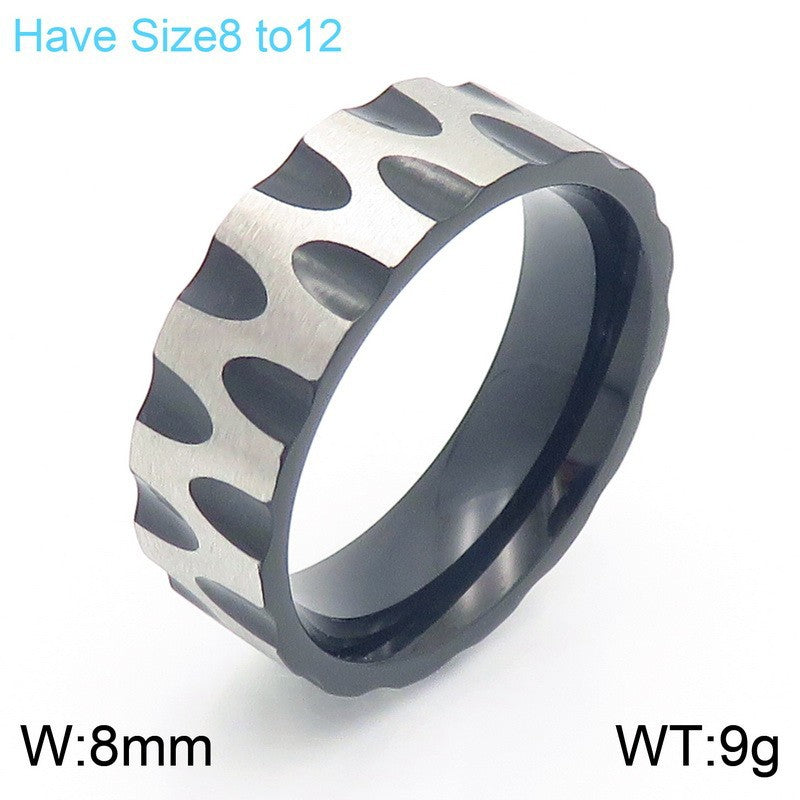 Planderful Mens Ring Titanium Steel Water Ripple Design