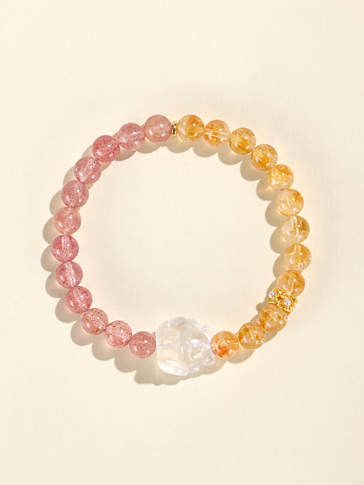 Strawberry Quartz Crystal Nine-Tailed Fox Bracelet